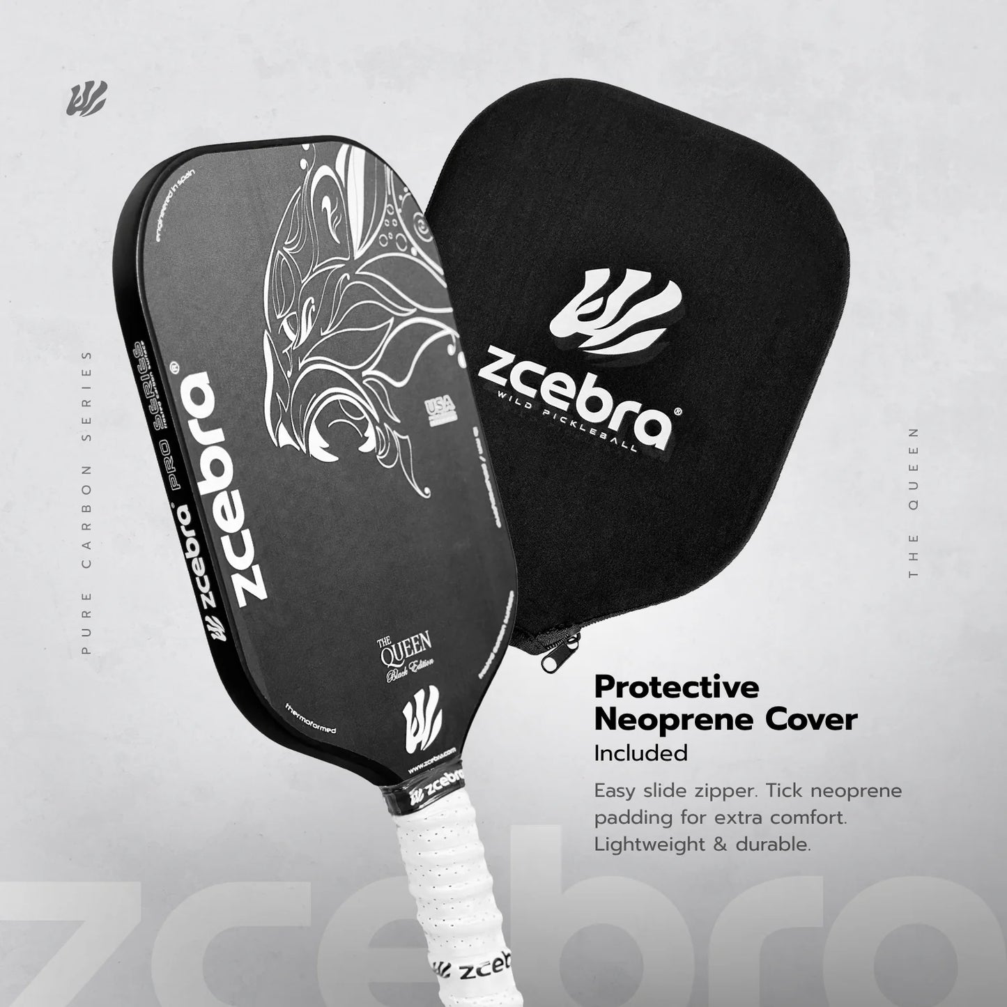Zcebra The Queen pickleballbat sort - Incl. neopren cover