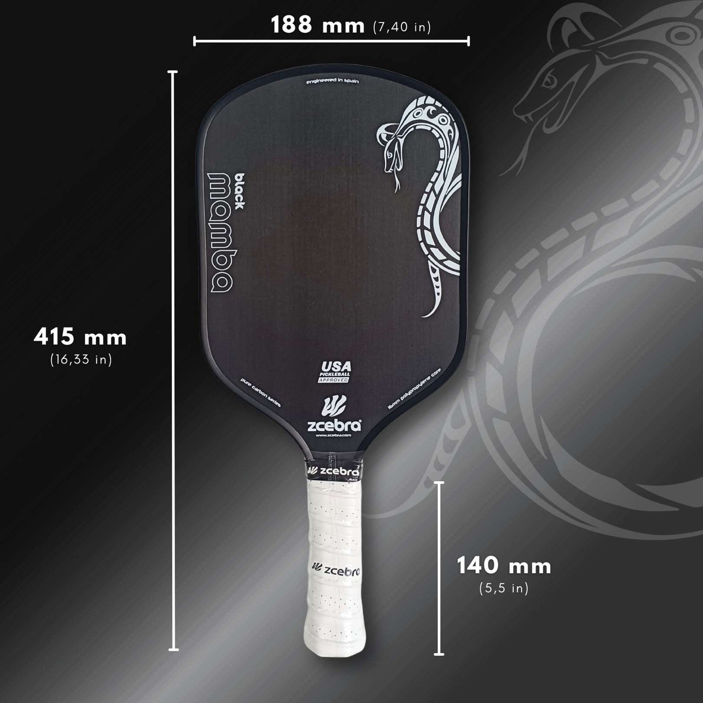 Zcebra Black Mamba pickleball bat - Incl. cover