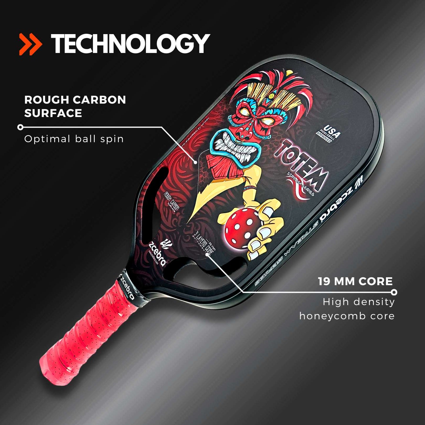 Zcebra Totem stream pickleball bat - Incl. neoprene cover