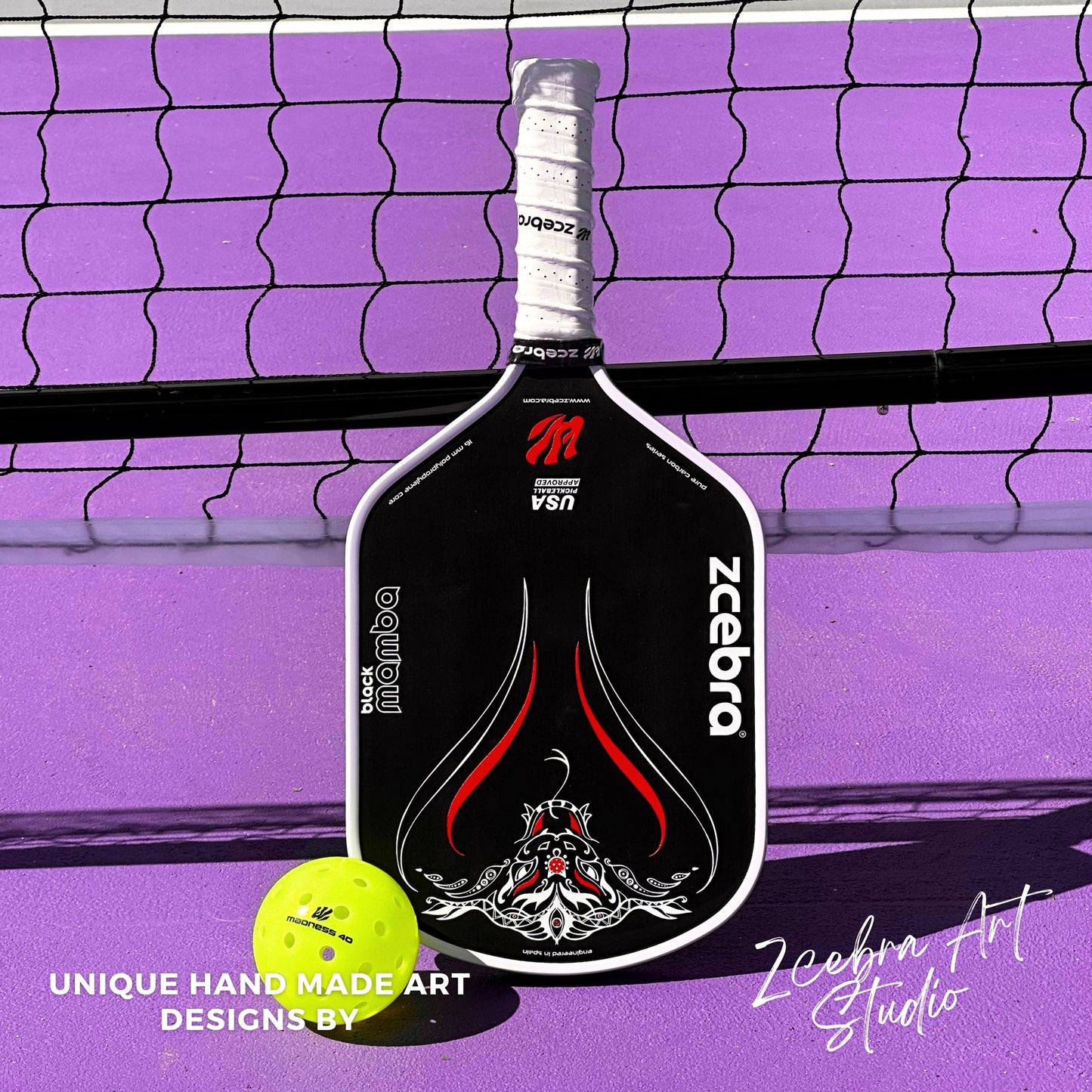 Zcebra Black Mamba black/red pickleballbat - Incl. cover