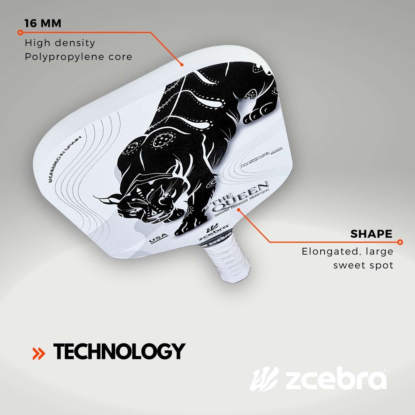 Zcebra The Queen pickleball bat - Incl. neoprene cover