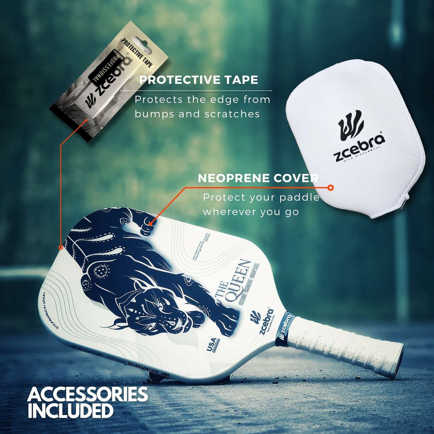 Zcebra The Queen pickleball bat - Incl. neoprene cover