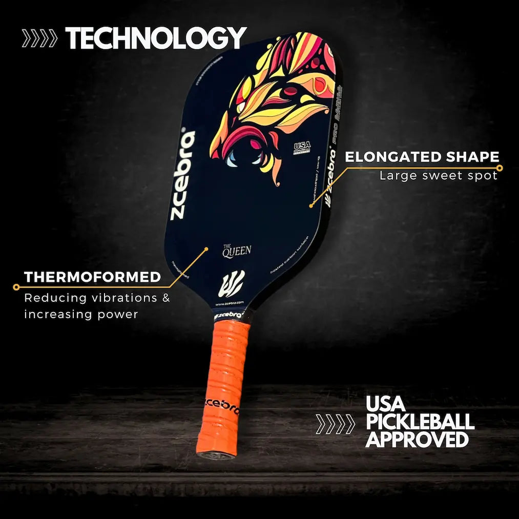 Zcebra The Queen pickleballbat sort/orange - Incl. neopren cover